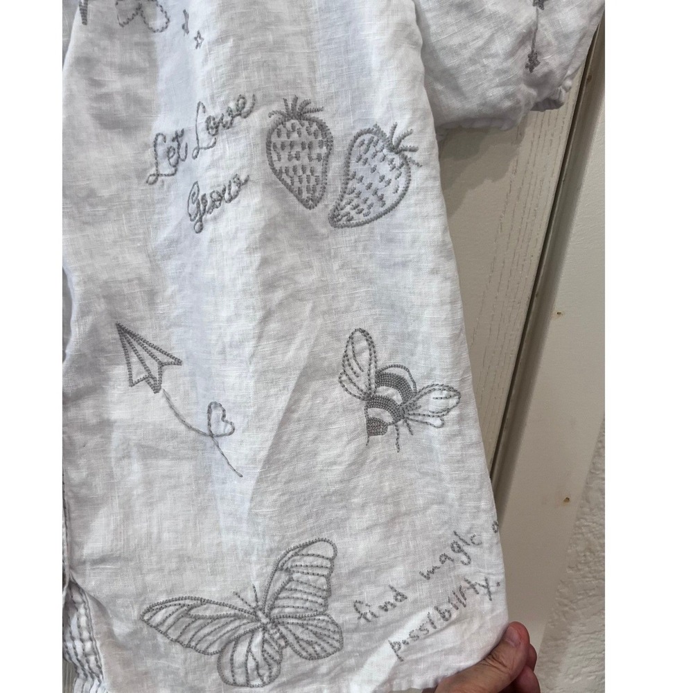 Johnny Was Sovanna Wander White Cotton Embroidered Puff Sleeve Blouse Small - Picture 3 of 10